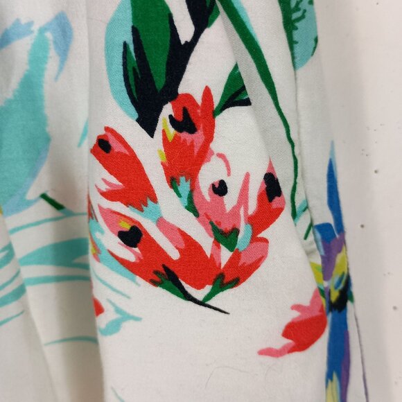 Floral Print A-Line Skirt With Pockets Ann Taylor Size 4 White Multicolor Lined - Picture 7 of 11